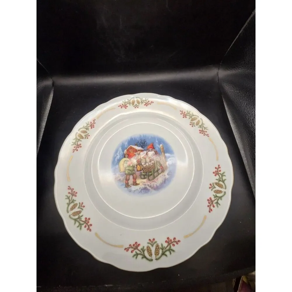 Christineholm Porcelain Lars Porcelain Winter Gnome Dinner Plate 11 Inches